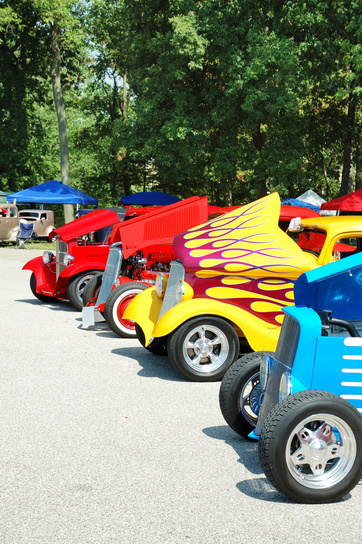 Classic Street Rod Lineup at Car Show